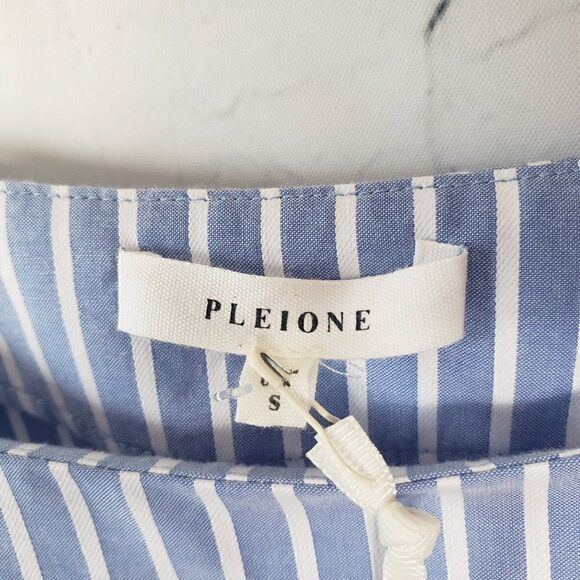 Pleione Off The Shoulder Blue White Striped Top Size S Flutter Bell Sleeve NEW - Picture 6 of 8